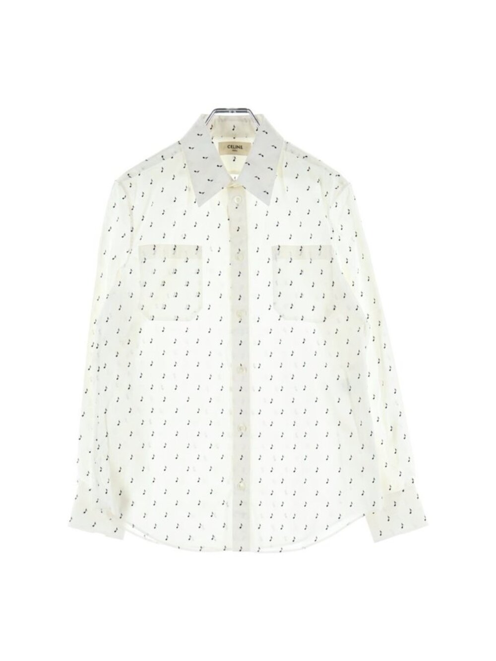 Celine Hedi Slimane Era Music Note Print Shirt Long Sleeve Cotton White